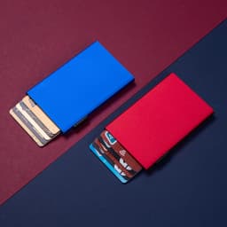 Tenký kovový držák kreditních karet, vyskakovací hliníková peněženka s RFID blokováním, minimalistický design, unisex - náhled 5