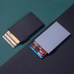 Tenký kovový držák kreditních karet, vyskakovací hliníková peněženka s RFID blokováním, minimalistický design, unisex - náhled 6