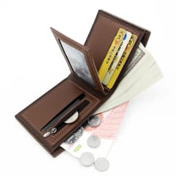 Pánská tenká kožená peněženka s kapsou na mince - pouzdro na karty s RFID blokováním, dvojitá peněženka - náhled 4