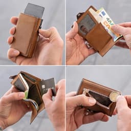 RFID blokování vyskakovací peněženka na kreditní karty z pravé kůže mincová peněženka pro muže a ženy držák na peníze - náhled 5