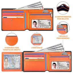 Minimalistická pánská peněženka s RFID blokováním a pouzdrem na kreditní karty s kapsou na zip a mince, tenký design - náhled 4