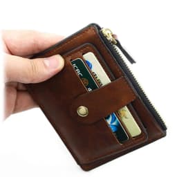 Pánská tenká kožená peněženka s kapsou na mince - RFID pouzdro na kreditní karty, hnědá, obchodní kabelka - náhled 4
