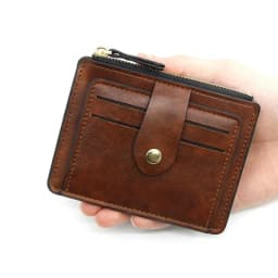 Pánská tenká kožená peněženka s kapsou na mince - RFID pouzdro na kreditní karty, hnědá, obchodní kabelka - náhled 3