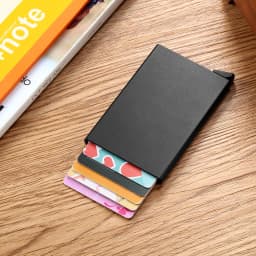 Tenká hliníková peněženka s RFID blokováním a kovovým pouzdrem na kreditní karty pro muže a ženy - náhled 4