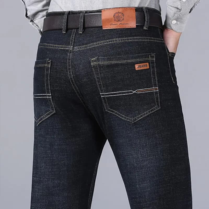 Pánské klasické černé džíny biker styl měkký denim kalhoty velikost 32-38