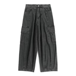 Pánské široké cargo džíny černé baggy kalhoty streetwear hip hop denim módní volné - náhled 6