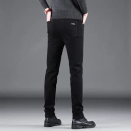 Pánské černé slim džíny elastické rovné kalhoty business casual vintage denim - náhled 7