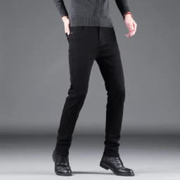 Pánské černé slim džíny elastické rovné kalhoty business casual vintage denim - náhled 6