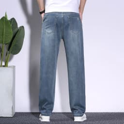 Pánské volné džíny lyocell lehké letní kalhoty vintage business casual denim rovný střih - náhled 4