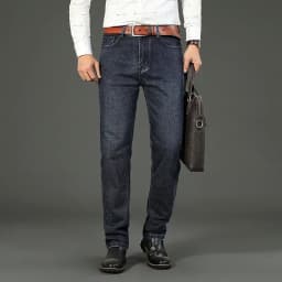 Pánské džíny rovný střih modré černé pracovní denim kalhoty stretch casual oblečení - náhled 4