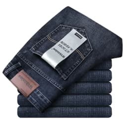 Pánské džíny rovný střih modré černé pracovní denim kalhoty stretch casual oblečení - náhled 2