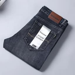 Pánské džíny rovný střih modré černé pracovní denim kalhoty stretch casual oblečení - náhled 3