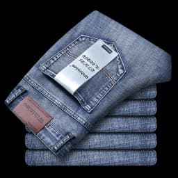 Pánské džíny rovný střih modré černé pracovní denim kalhoty stretch casual oblečení - náhled 7