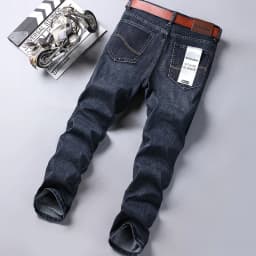 Pánské džíny rovný střih modré černé pracovní denim kalhoty stretch casual oblečení - náhled 6