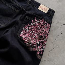 Široké džíny s výšivkou sakura unisex vintage baggy kalhoty streetwear denim - náhled 5