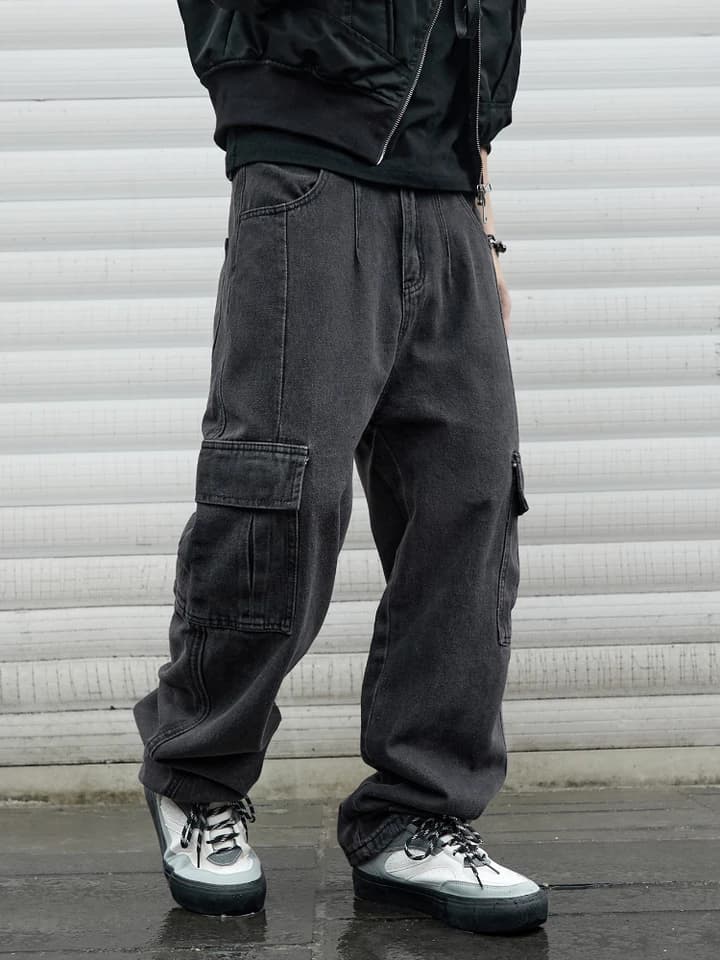 Pánské wide leg džíny oversized baggy streetwear kalhoty hip hop denim volné střihy