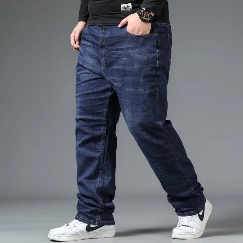 Pánské džíny široké nohavice oversize 10XL volné denim kalhoty pracovní turistické denní
