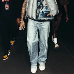 Pánské a dámské baggy džíny s kamínky - volné modré denim kalhoty streetwear styl - náhled 5