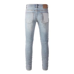 Pánské džíny skinny s děrami a vyšisovaným efektem modré barvy elastické kalhoty - náhled 3