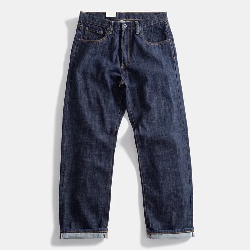 Pánské džíny červené selvedge denim 16oz bavlna rovný střih vysoká kvalita casual
