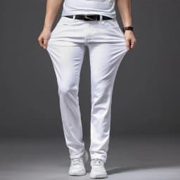 Pánské bílé džíny slim fit elastické rovné kalhoty casual business denim - náhled 3