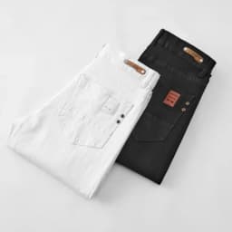 Pánské bílé džíny slim fit elastické rovné kalhoty casual business denim - náhled 7