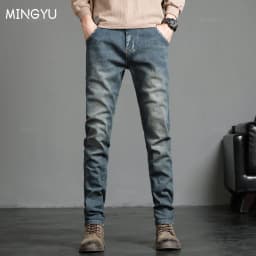 Pánské úzké džíny slim fit bavlna stretch casual kalhoty denim streetwear móda 2025 - náhled 2