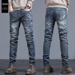 Pánské úzké džíny slim fit bavlna stretch casual kalhoty denim streetwear móda 2025 - náhled 5
