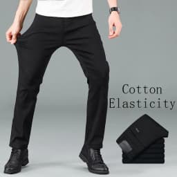 Pánské černé slim džíny elastické rovné kalhoty business casual denim skinny fit - náhled 2
