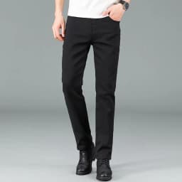 Pánské černé slim džíny elastické rovné kalhoty business casual denim skinny fit - náhled 3