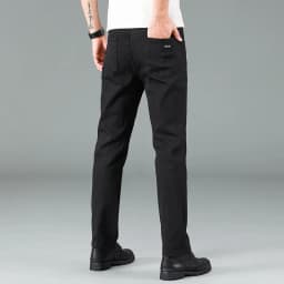 Pánské černé slim džíny elastické rovné kalhoty business casual denim skinny fit - náhled 6
