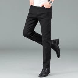 Pánské černé slim džíny elastické rovné kalhoty business casual denim skinny fit - náhled 5