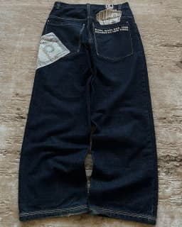 Černé baggy džíny s vysokým pasem streetwear unisex wide leg kalhoty hip hop styl - náhled 4