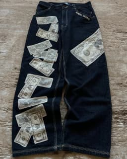 Černé baggy džíny s vysokým pasem streetwear unisex wide leg kalhoty hip hop styl - náhled 3