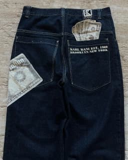 Černé baggy džíny s vysokým pasem streetwear unisex wide leg kalhoty hip hop styl - náhled 7