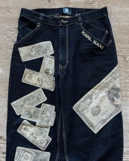 Černé baggy džíny s vysokým pasem streetwear unisex wide leg kalhoty hip hop styl - náhled 5