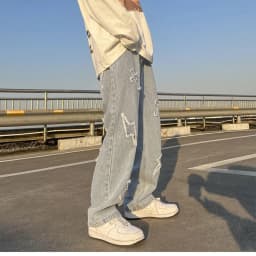 Volné baggy džíny unisex - casualové kapsáče denim kalhoty Y2K styl - náhled 4