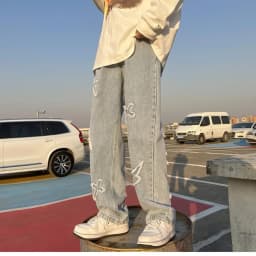 Volné baggy džíny unisex - casualové kapsáče denim kalhoty Y2K styl - náhled 5
