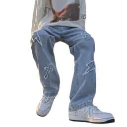 Volné baggy džíny unisex - casualové kapsáče denim kalhoty Y2K styl - náhled 7