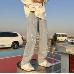 Volné baggy džíny unisex - casualové kapsáče denim kalhoty Y2K styl - náhled 6