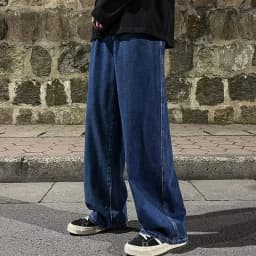 Pánské volné džíny streetwear styl černé šedé modré casual kalhoty denim tepláky móda - náhled 6
