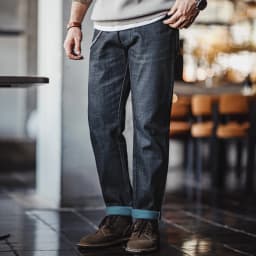 Pánské džíny rovný střih surová denim 13oz bavlna retro klasické kalhoty podzim zima - náhled 3