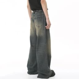 Pánské široké džíny volného střihu vintage wash casual denim kalhoty streetwear - náhled 3