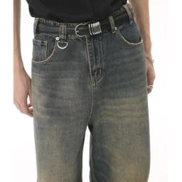 Pánské široké džíny volného střihu vintage wash casual denim kalhoty streetwear - náhled 6
