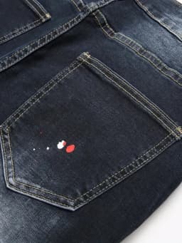 Pánské trhané džíny Y2K slim fit s elastickým pasem a potiskem - módní kalhoty - náhled 6