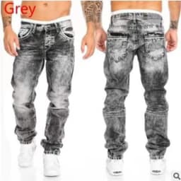 Pánské vintage džíny s cargo kapsami - streetwear denim kalhoty s potiskem a strečem - náhled 3