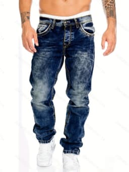 Pánské vintage džíny s cargo kapsami - streetwear denim kalhoty s potiskem a strečem - náhled 6