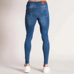 Pánské bílé skinny džíny s trhaným efektem streetwear vintage casual slim fit kalhoty - náhled 3