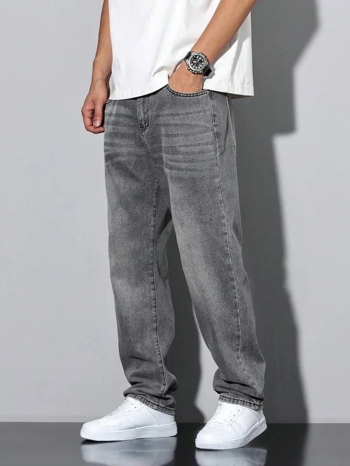 Pánské šedé skinny džíny rovný střih celoroční denní nošení slim fit kalhoty