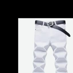 Pánské bílé džíny slim fit elastické rovné business casual kalhoty - náhled 4